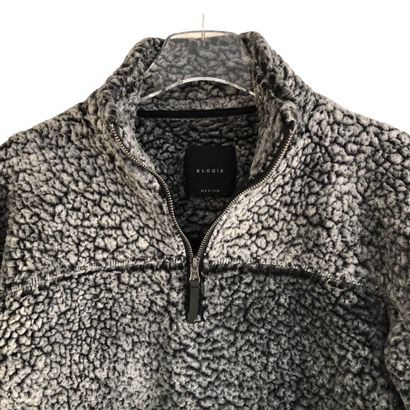 Elodie Faux Shearling 1/4 Zip Pullover Black Gray Medium - Picture 4 of 10